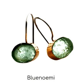 Roman Glass earrings , Sterling Silver & 9K Gold / earrings for woman set roman glass