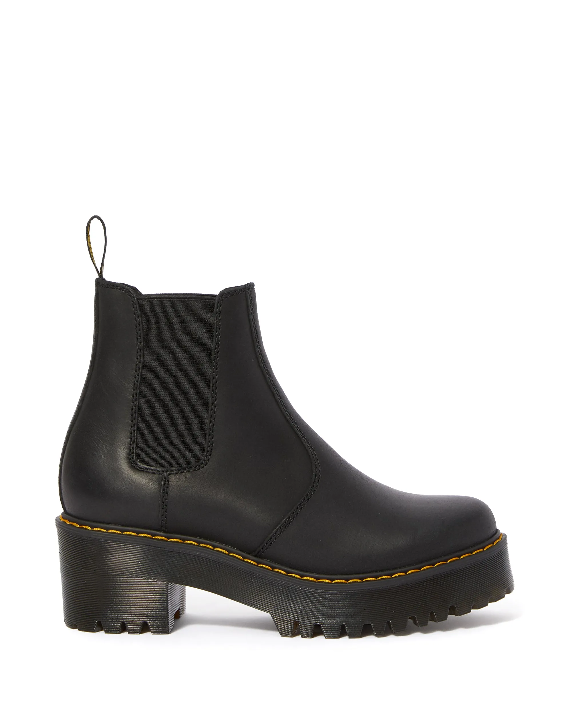 ROMETTY BLACK BURNISHED WYOMING PLATFORM CHELSEA BOOT