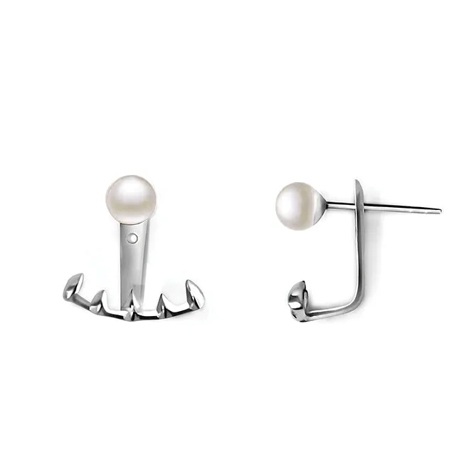 Rote Pearl Ear Jacket Earrings | Sterling Silver - White Rhodium