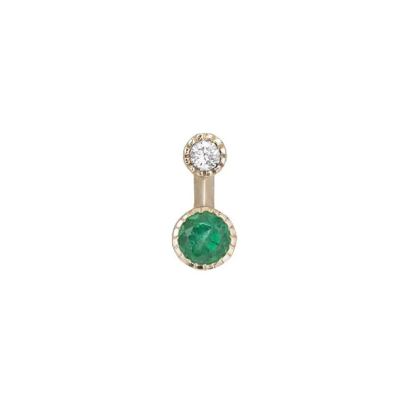 Round Emerald Drop Stud (Single)