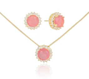 SET EARRING   NECKLACE PINK FUSION CRYSTAL