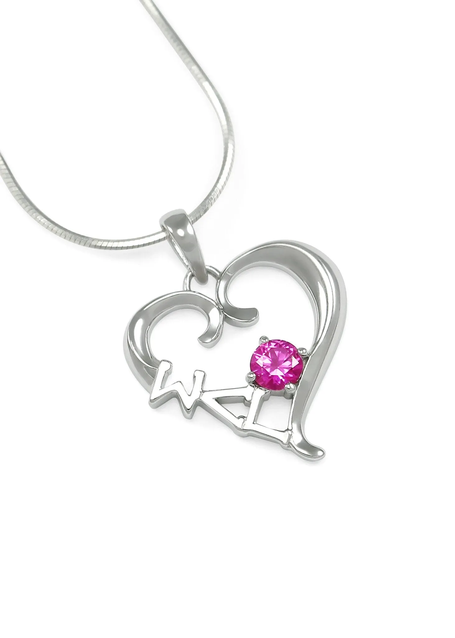 Sigma Lambda Gamma Sterling Silver Heart Pendant with Pink CZ Crystal