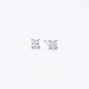 Silver Square Faceted Claw Set Crystal Studs