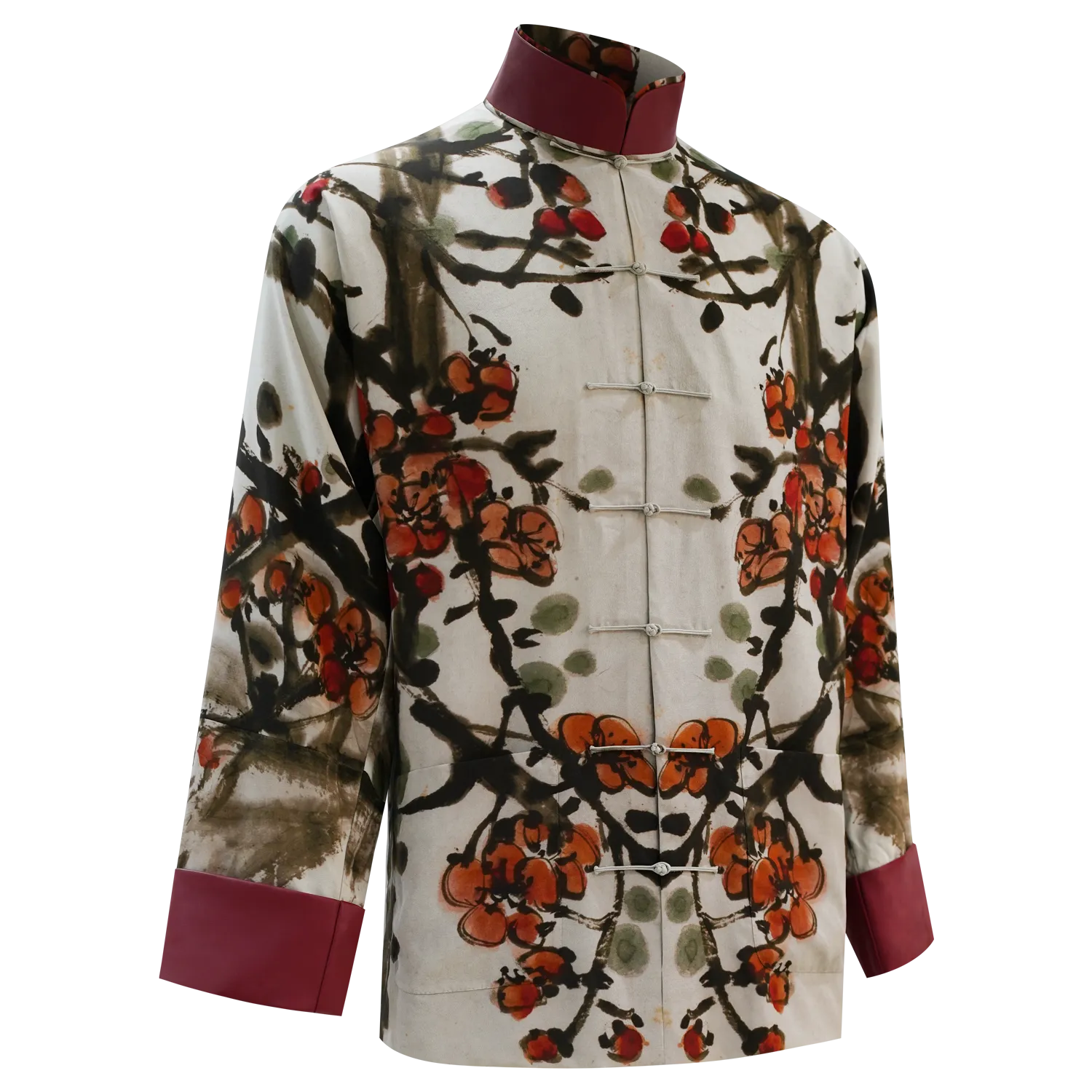 SPARKLE COLLECTION x HKMoA【PLUM BLOSSOMS】100% Silk Tang Jacket / Kung Fu Jacket (紅梅圖) (吳昌碩)