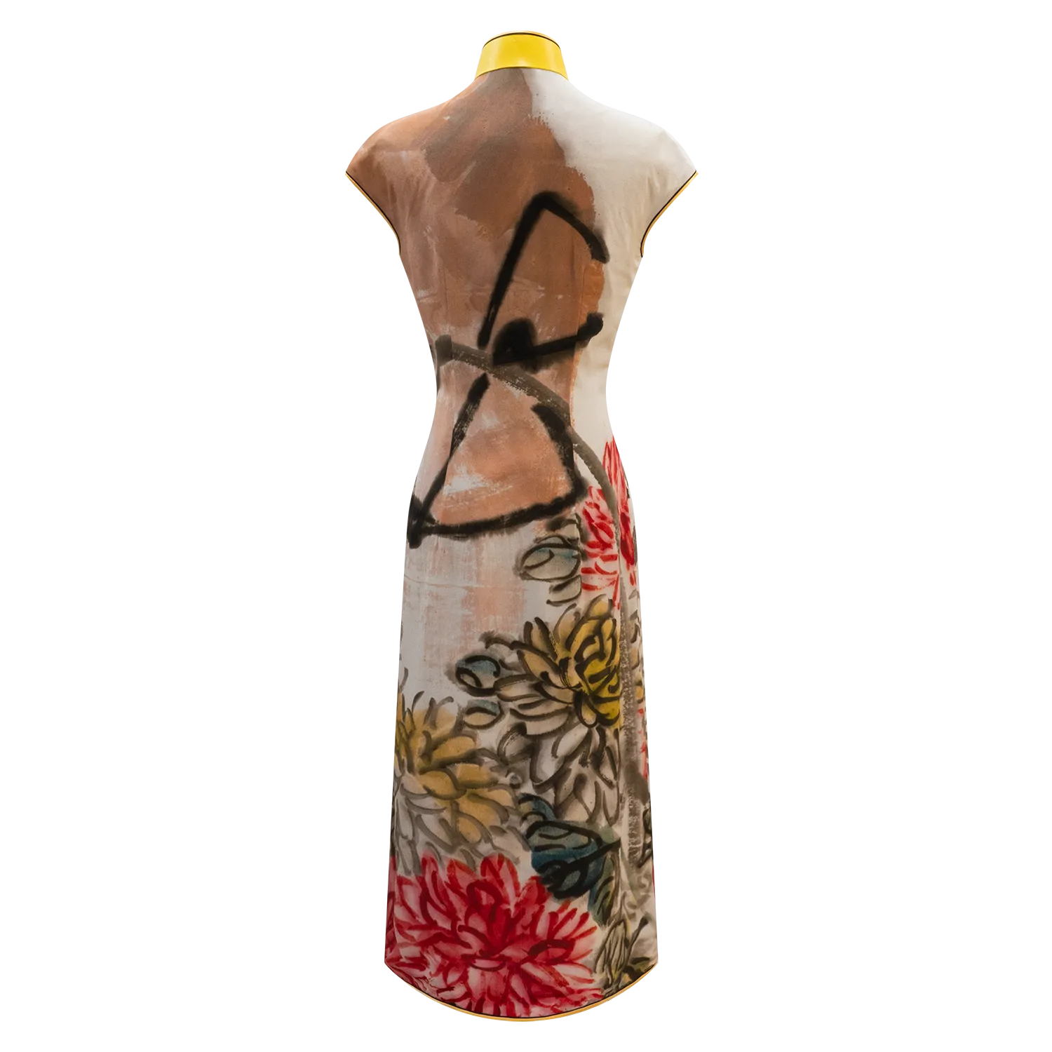 SPARKLE COLLECTION x HKMoA【WINE & CHRYSANTHEMUMS】100% Silk Cheongsam (Cap Sleeve / Regular Fit) (延年壽酒) (齊白石)