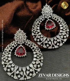 Statement AD Chandbali - Crystal Ruby Red