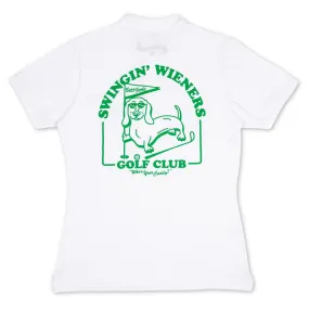 swingin' wieners golf club womens polo | white