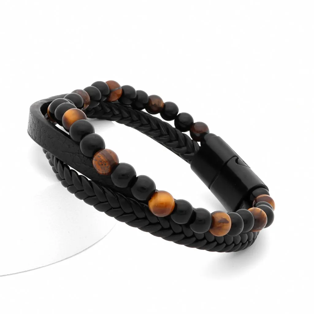 Tiger Eye Beads Multilayer Leather Bracelet