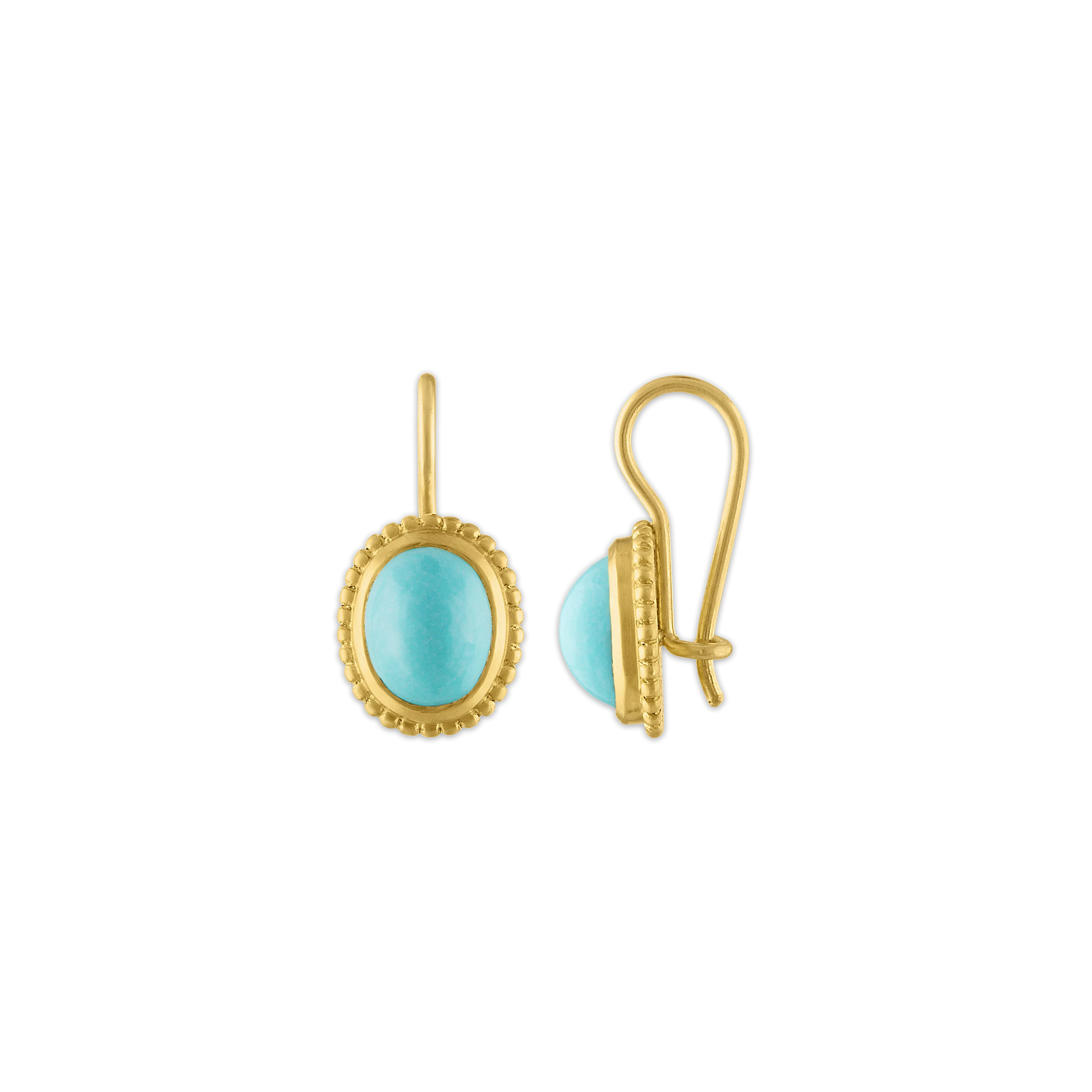 Turquoise Granulated Hook Earrings