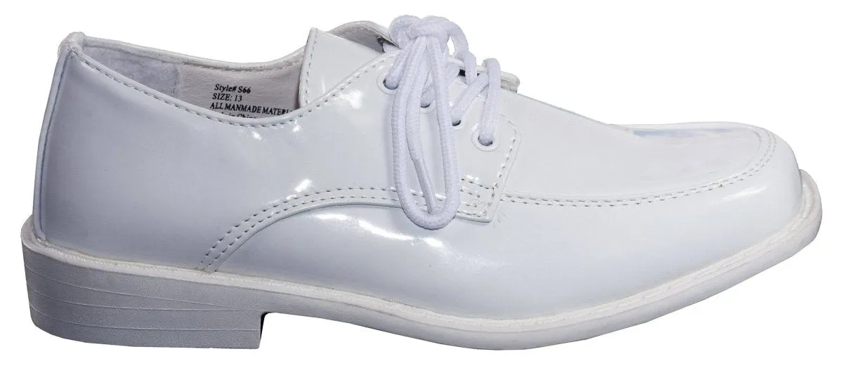 Tuxgear Boys White or Black Square Toe Patent Leather Shiny Tuxedo Shoes Communion and Weddings