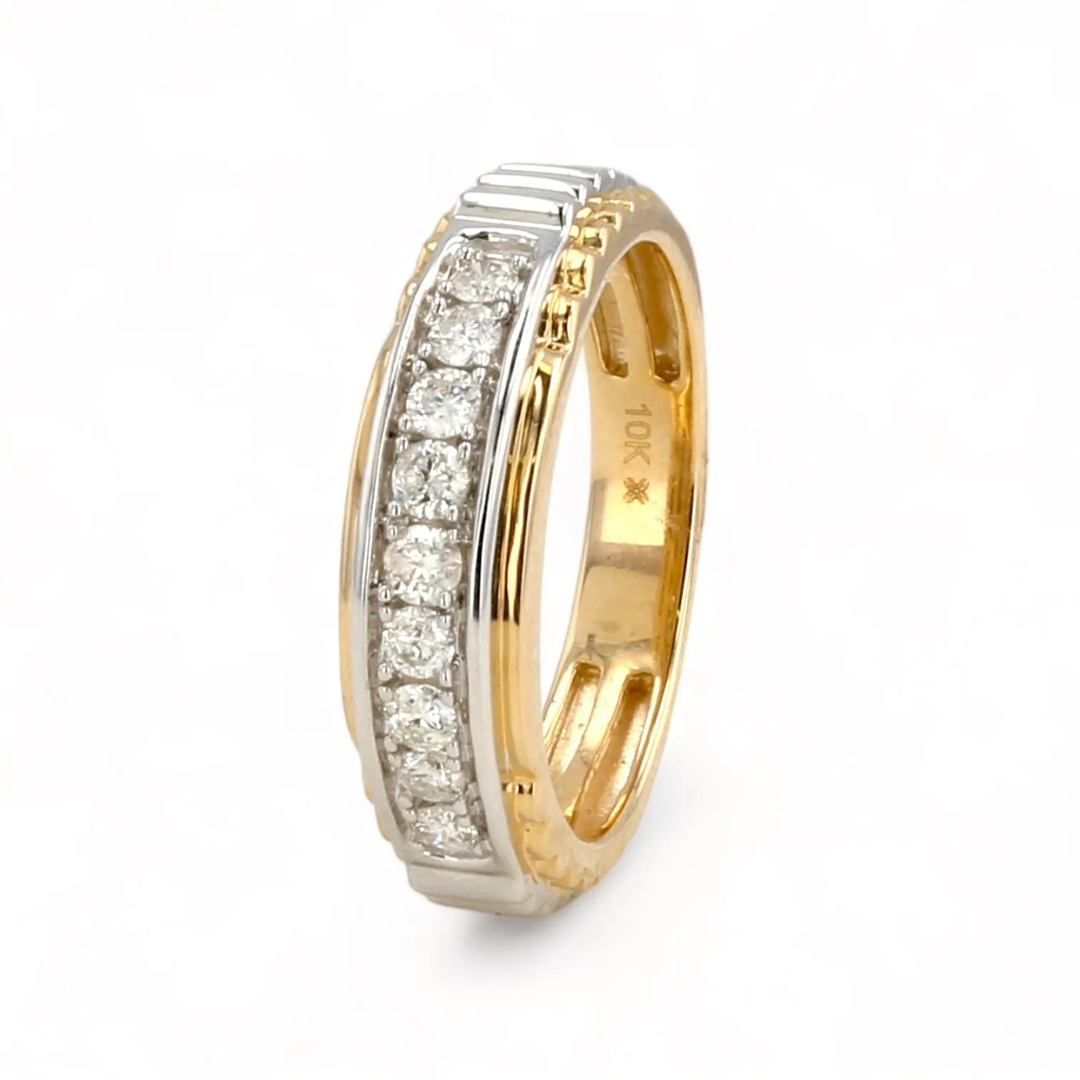 Two tone wedding diamond band-11115