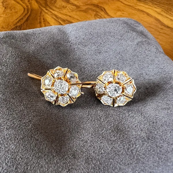 Victorian Diamond Cluster Earrings