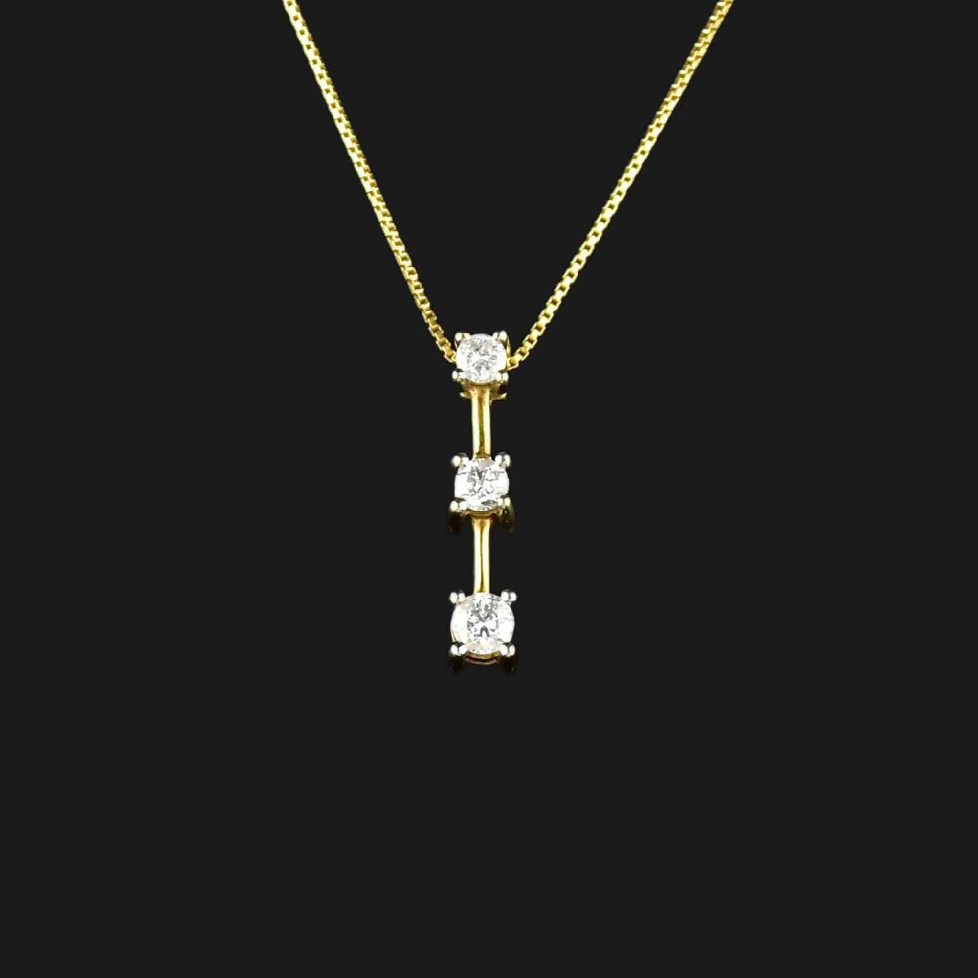 Vintage 10K Gold Diamond Journey Pendant Necklace