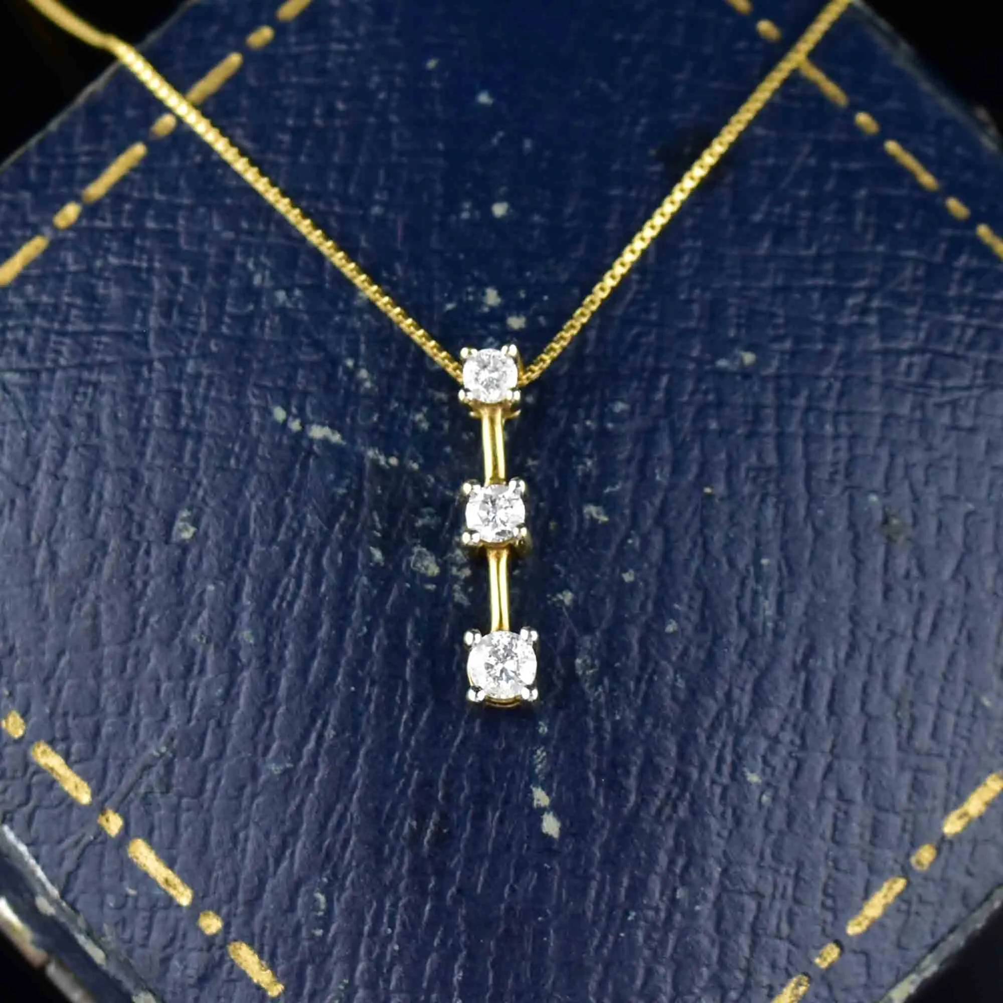 Vintage 10K Gold Diamond Journey Pendant Necklace