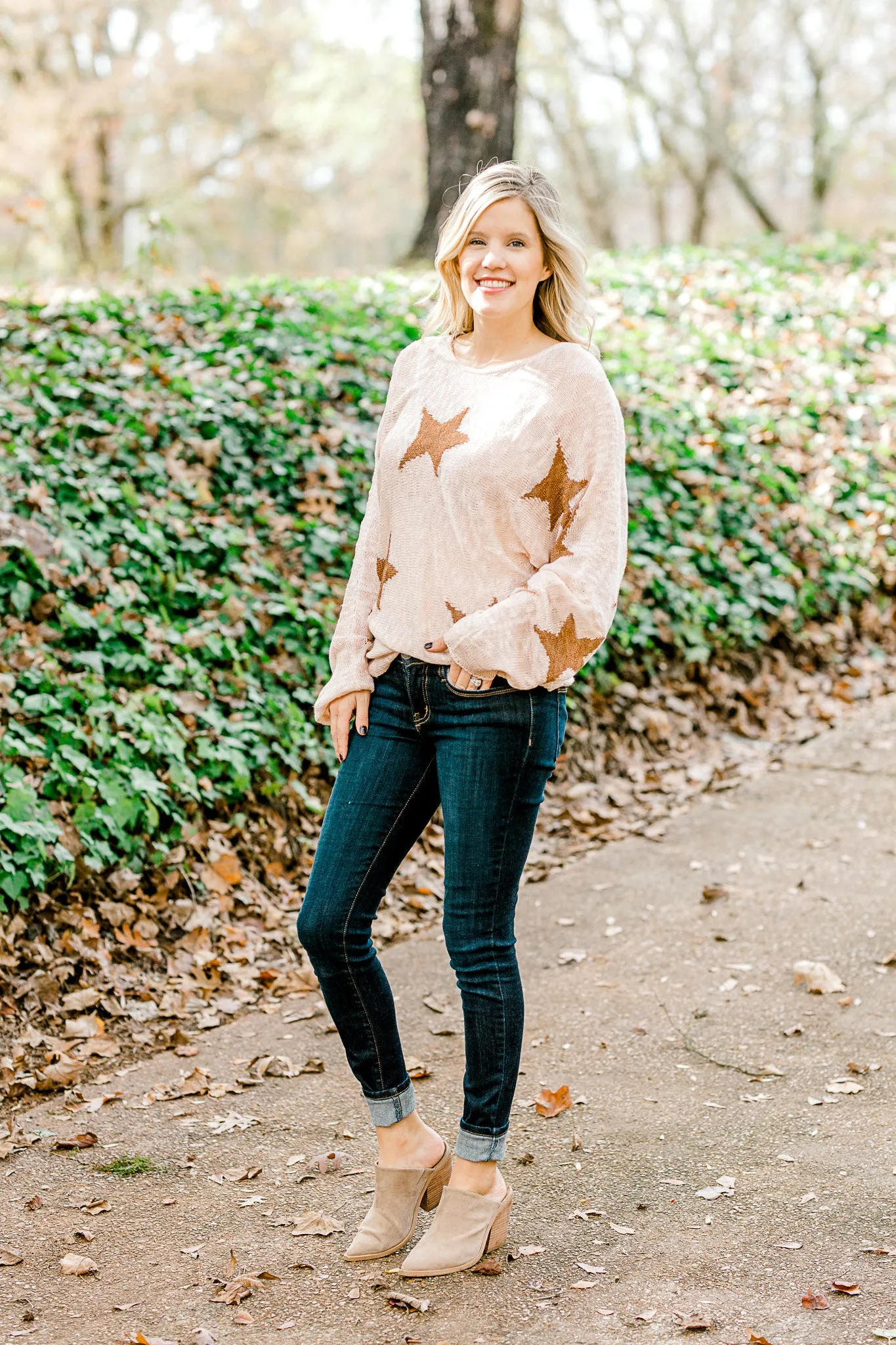 X Blush Shimmer Star Sweater